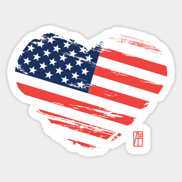 I love my country. I love the USA. I am a patriot. In my heart, there is always the flag of the USA Sticker by ArtProjectShop